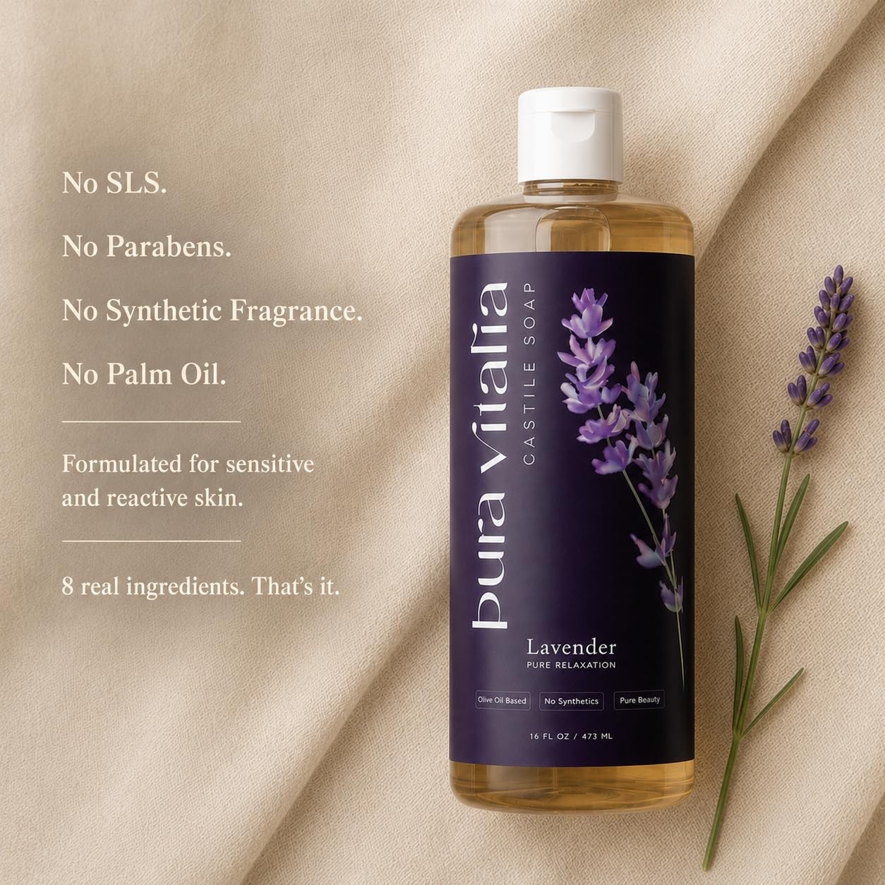 Lavender Organic Castile Soap Body Wash | Made with Organic Aloe Vera for Sen…