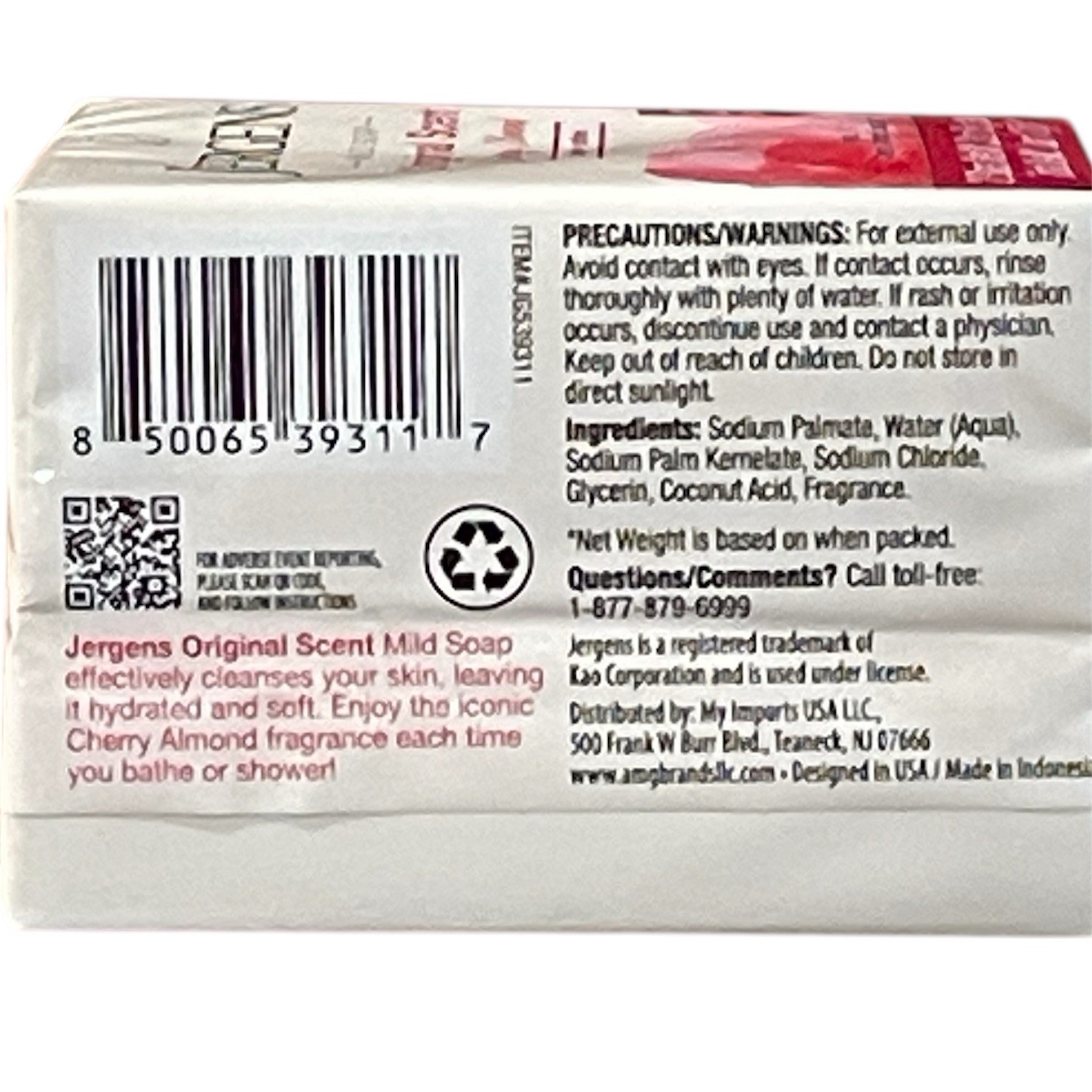 Jergens MILD BAR SOAP Cherry Almond Original Scent (12) 2 Pack 24 Bars Total Lot