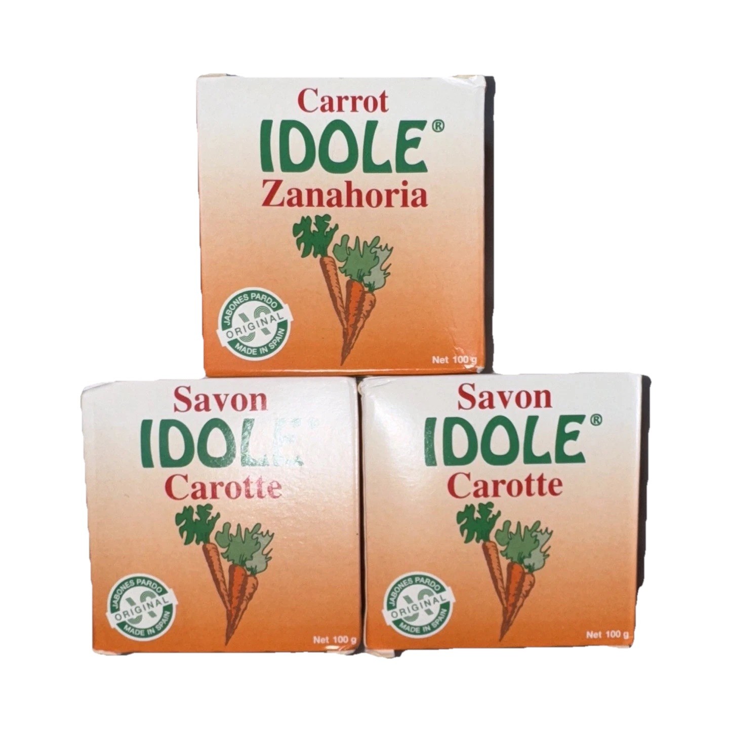 3 Pack IDOLE Carrot Soap Bar 100g Rectangular Orange Scented Multipack