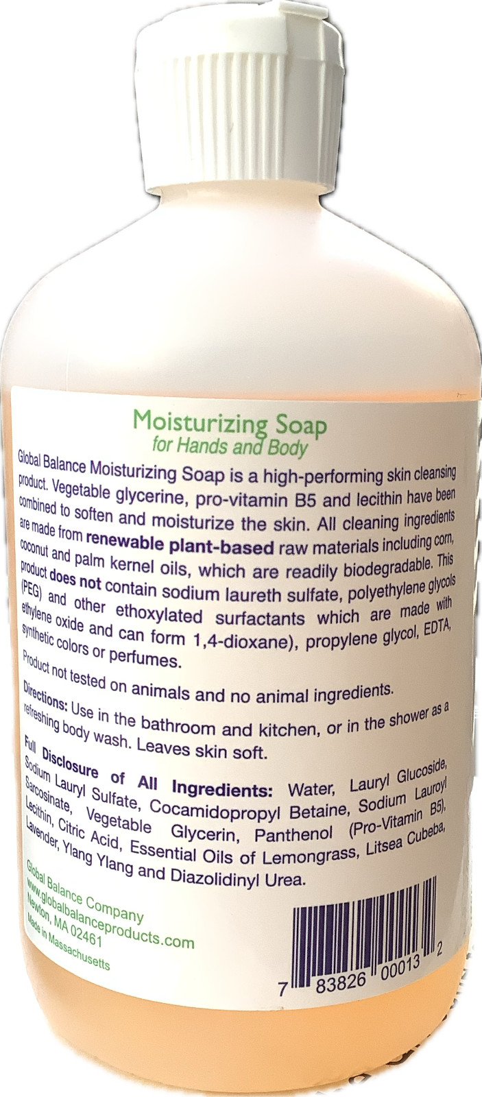 Global Balance Lemongrass Lavender Moisturizing Soap 16 oz (3 pack) Eco Friendly
