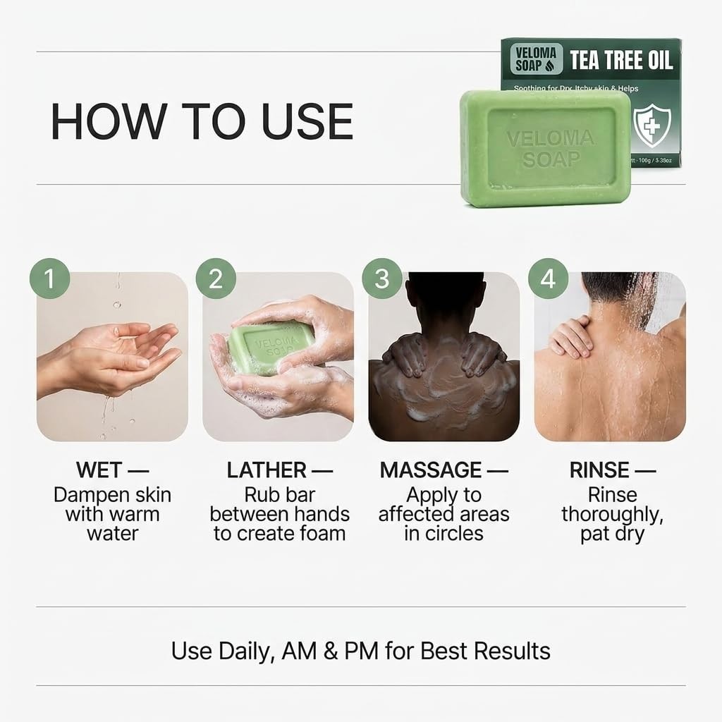 Veloma Antifungal Soap,Veloma Soap,Soothing Tea Tree & Eucalyptus, Deep Pore Cle