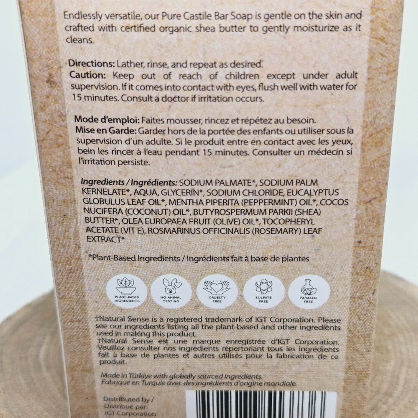 NEW NATURAL SENSE PLANT BASED PURE CASTILE SOAP ACTIVATED CHARCOAL & PEPPERMINT