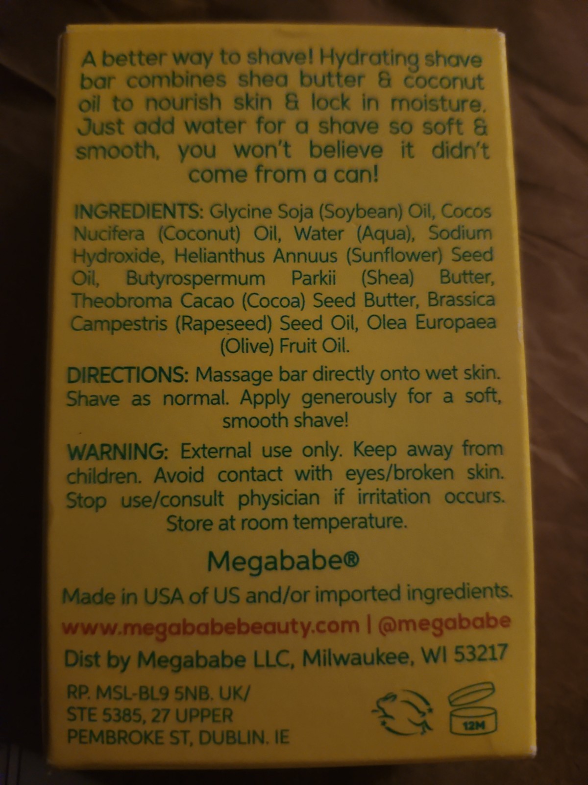 Megababe Blade Bar – Shaving Bar Enriched w/Shea Butter – NIB 4.4oz