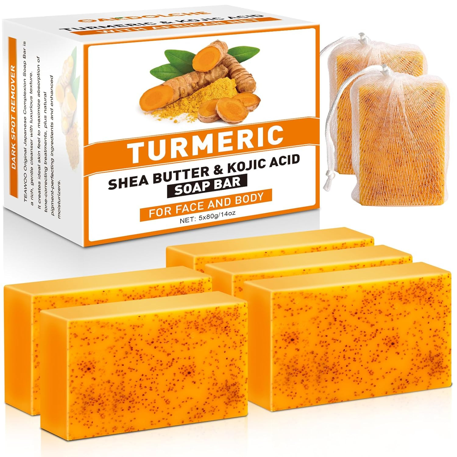 5 Pack Turmeric Kojic Acid Soap Bars(80G) – Infused with Retinol, Hydrolyzed …