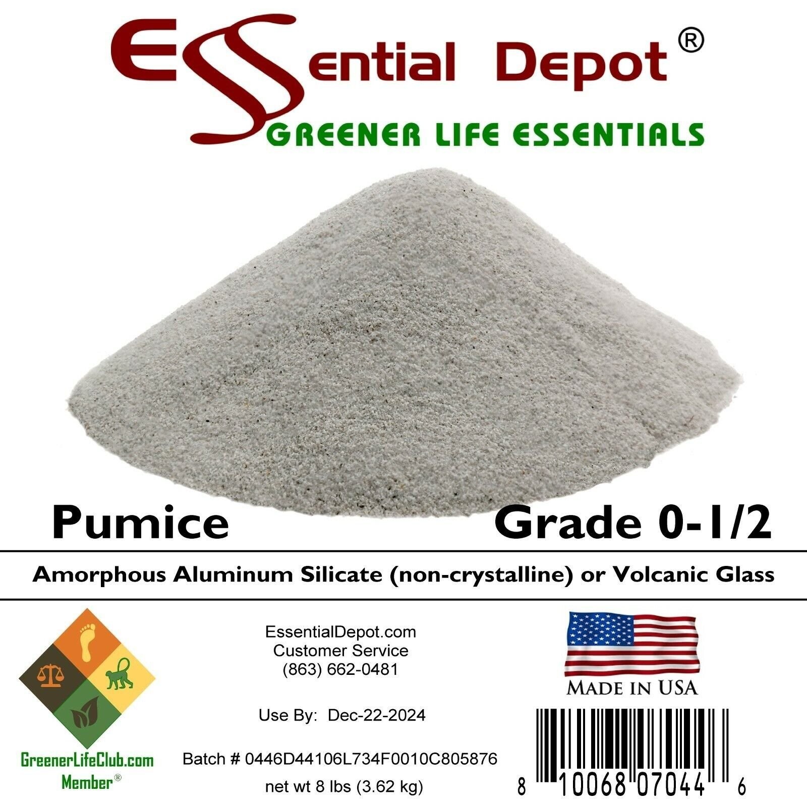 PUMICE – Grade: 0 – 1/2 – 8 LBS – Greener Life Club Box