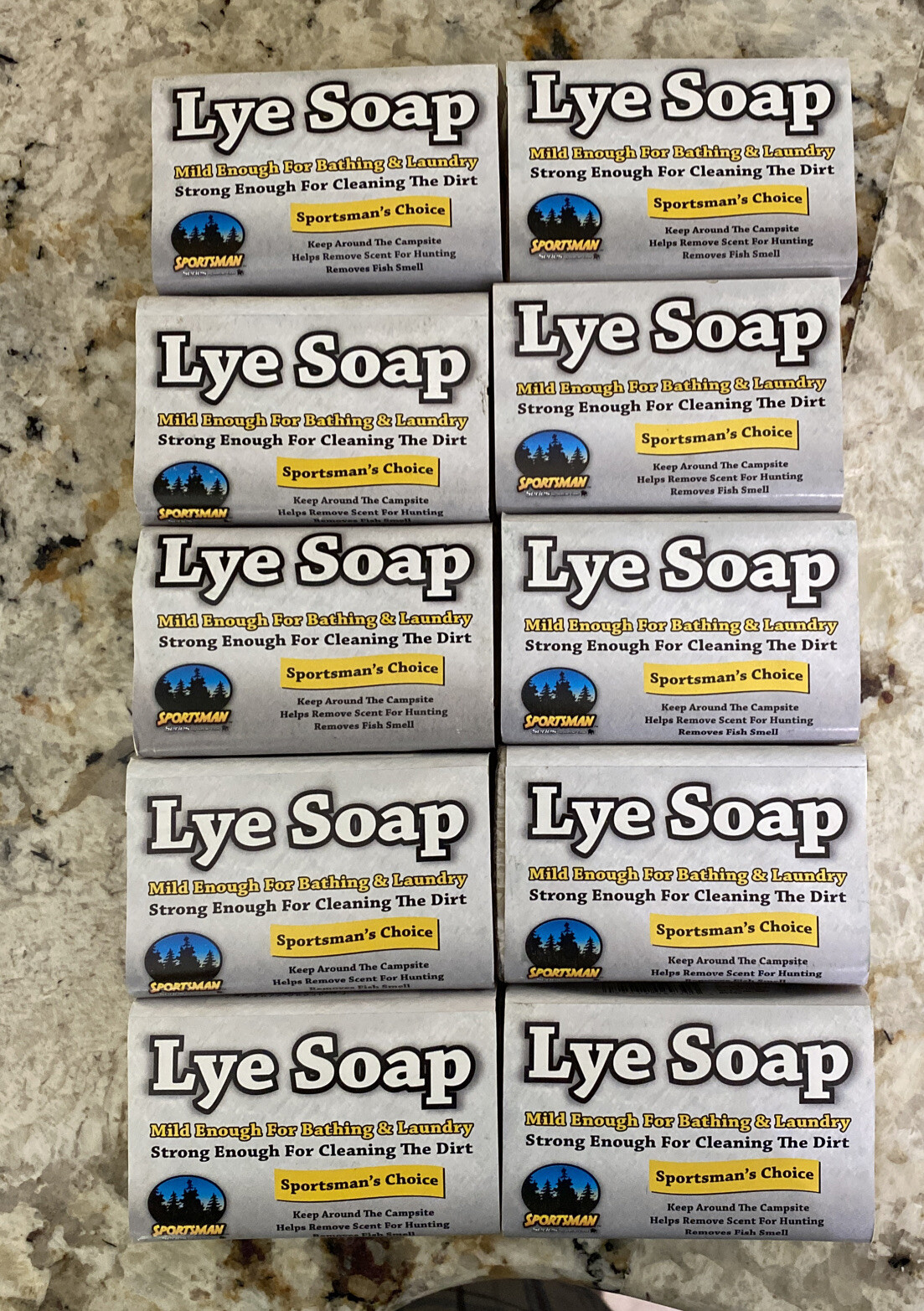 SPORTSMAN Lye Soap Pure & Natural 6oz Bar Box (10 Bars) Unscented W/Display Box