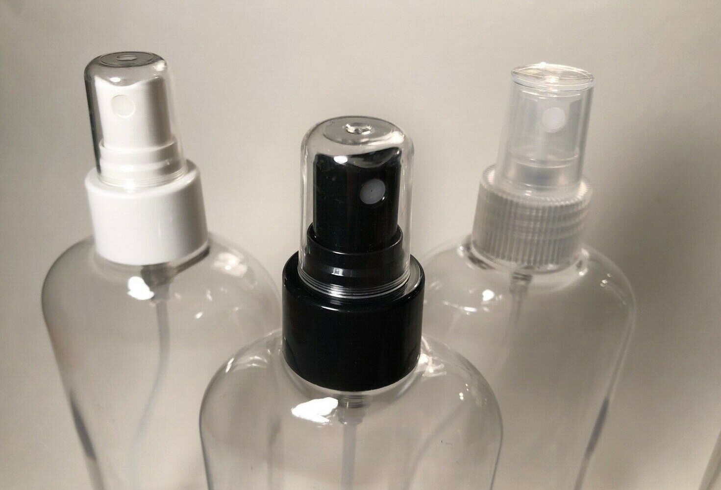 8 oz PET Plastic BPA Free 24/410 Clear Cosmo Oval Bottles caps pumps sprayers