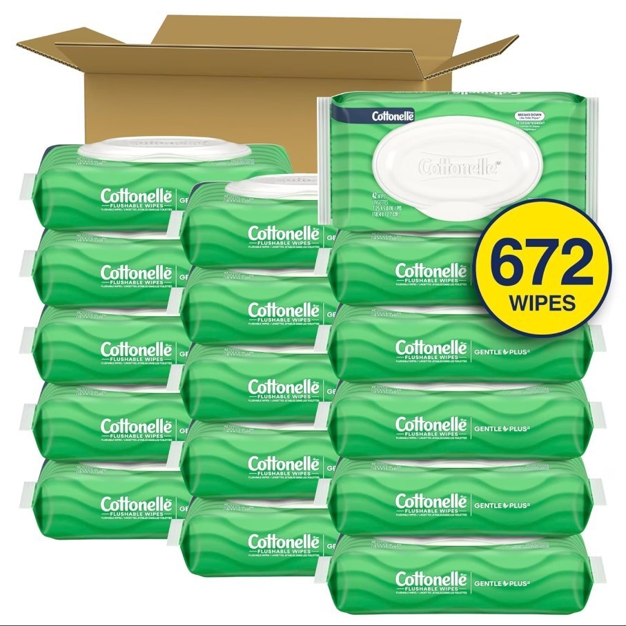 Cottonelle GentlePlus Flushable Wet Wipes with Aloe & Vitamin E, 16 Flip-Top Pac