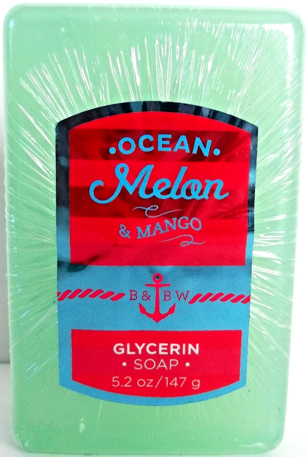 Bath Body Works OCEAN MELON & MANGO Glycerin Bar Soap, 5.2 oz, NEW x 4