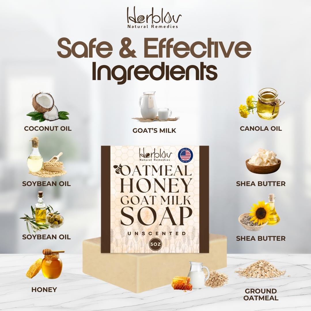 Oatmeal Soap – Natural & Honey Goat Milk Bar 5 Ounce (Pack of 1)