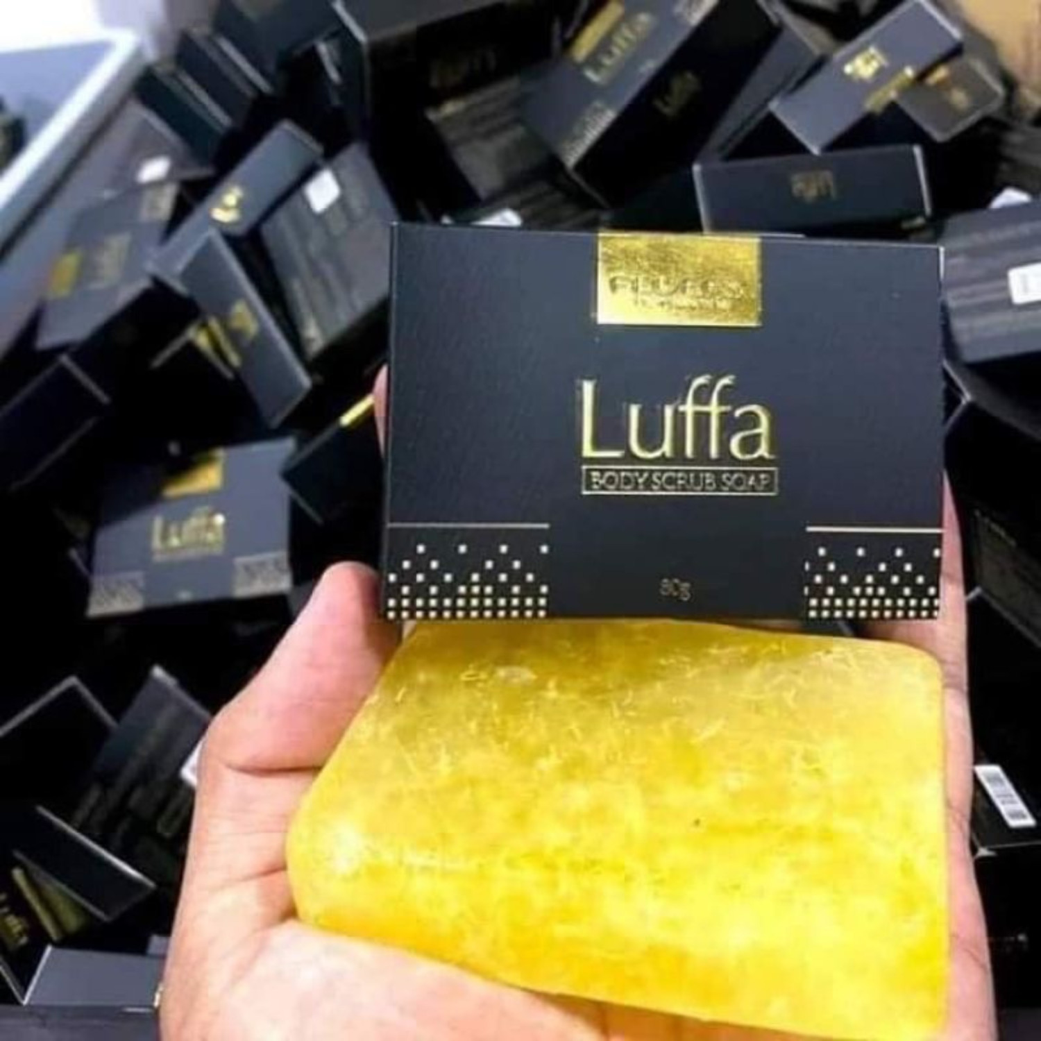 1 box Original Fluffy Luffa Body Scrub Bar Soap Remove Dirt dead skin cell 80g