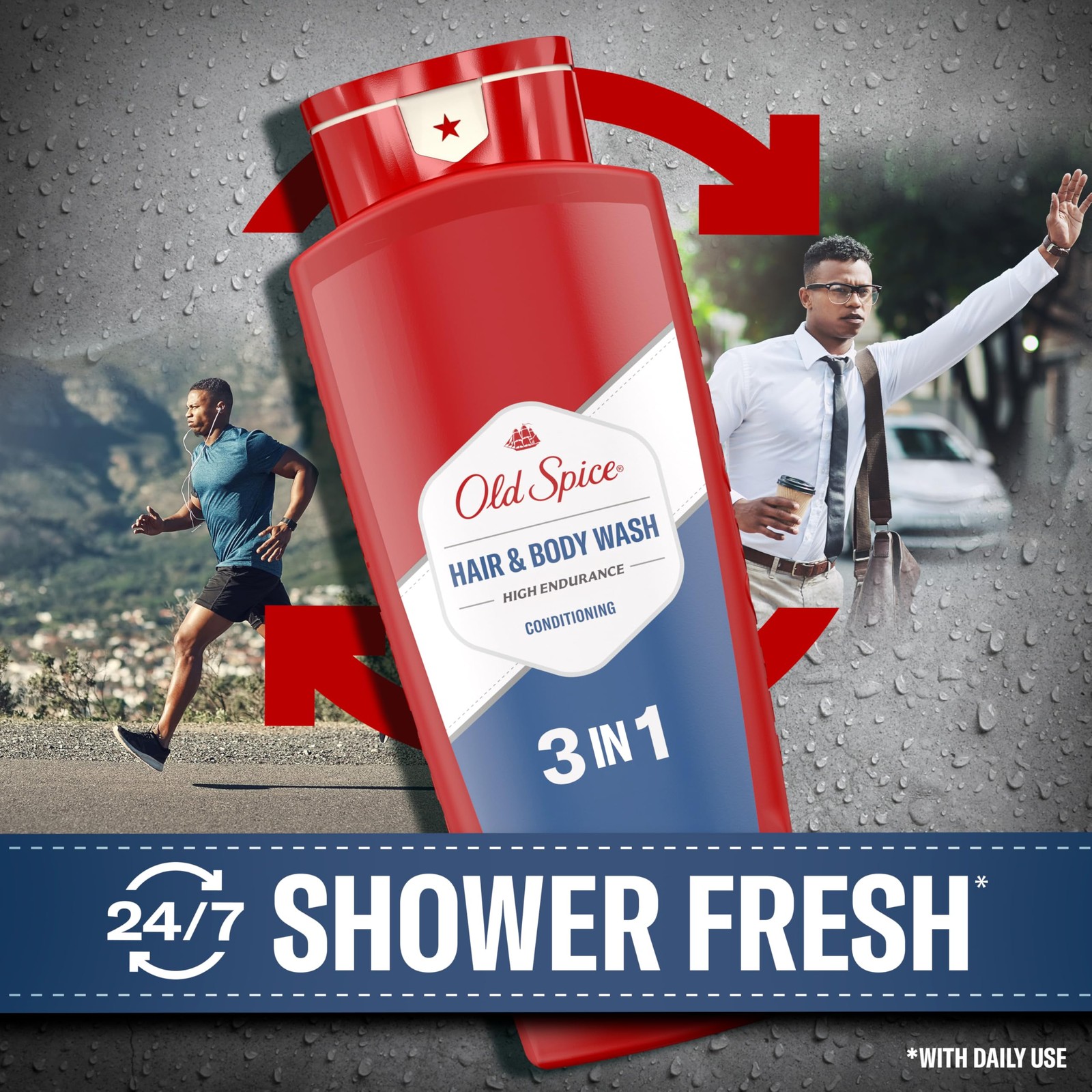 Old Spice Refreshing 2-in-1 Hair & Body Wash 24 Fl Oz (Pack of 1), Blue