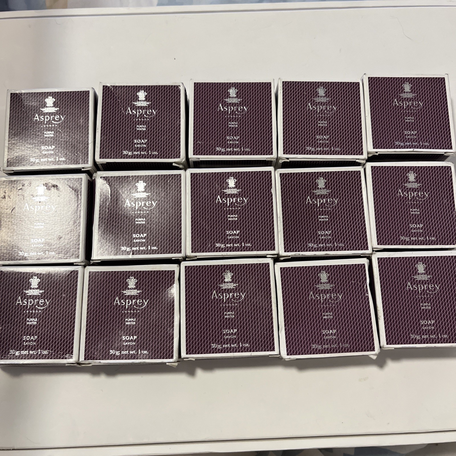 Lot of 15 Asprey London Purple Water Soap 30g/ 1oz. Expires 2028