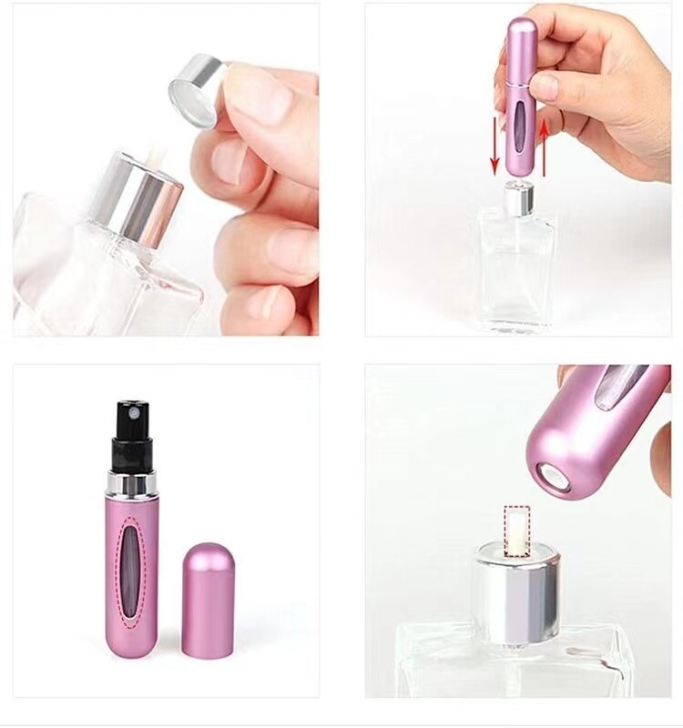 5PCS Refillable Travel Portable Perfume Atomizer Bottle Spray Pump Case 5ML/8ML