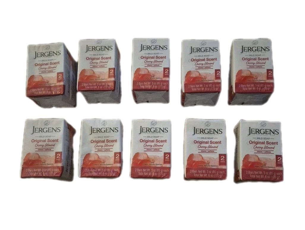 20 Bars Total Jergens Cherry Almond Mild Soap Original Scent, Free Shipping