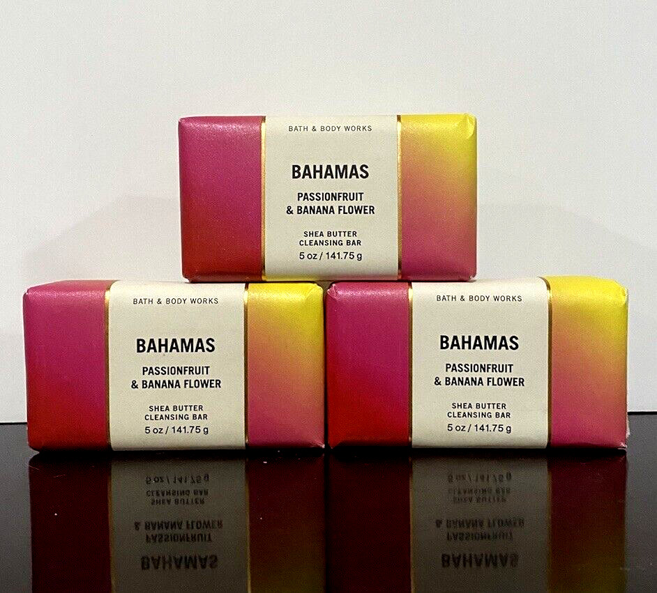 Bath & Body Works BAHAMAS Passionfruit & Banana Flower Lot of 3 Cleansing Bars