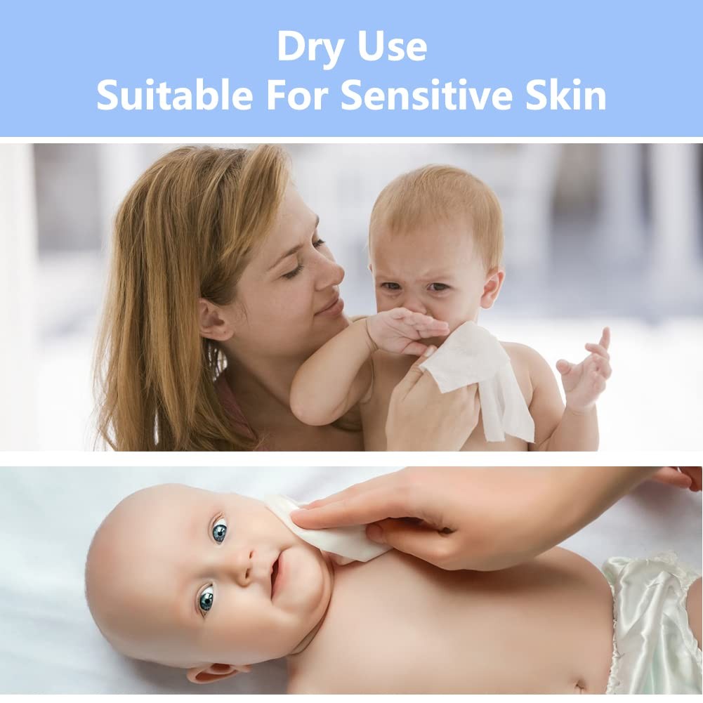 Dry Baby Wipes, Made of 100% cotton, Chemical-free 1 Count (Pack 600)