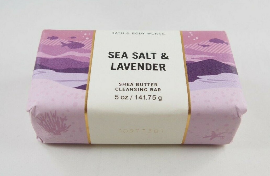 (3) Bath & Body Works Purple Sea Salt Lavender Shea Butter Cleansing Bar 5oz