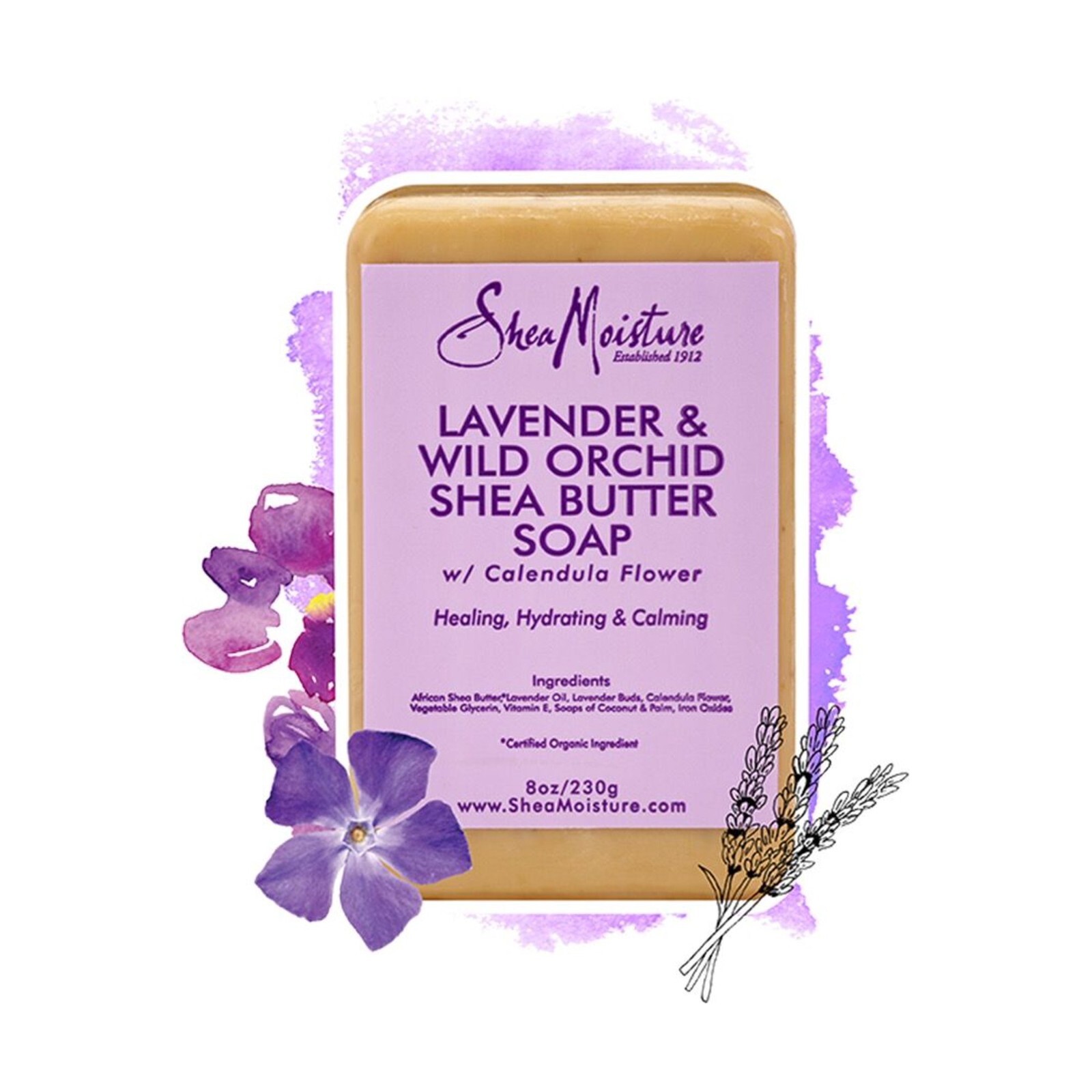 Shea Moisture Organic Lavender & Wild Orchid Shea Butter Soap 8oz