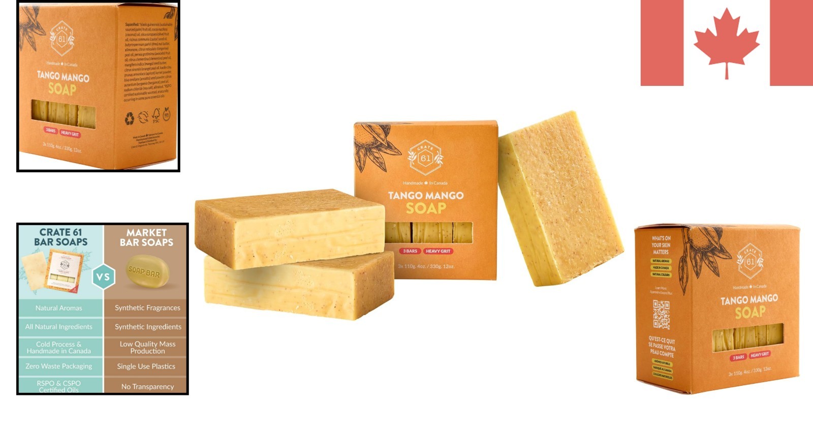 Tango Mango Bar Soap – Artisan Handmade, Organic & Biodegradable Pack of 3