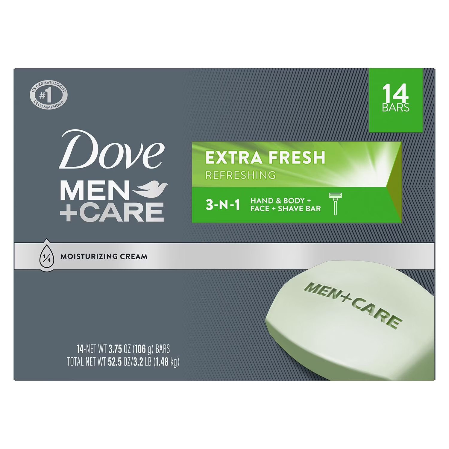 Dove Men+Care Body and Face Bar Soap, Extra Fresh (3.75 oz., 14 ct.) Great Price