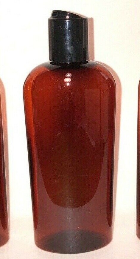 8 oz PET Plastic BPA free 24/410 Amber Cosmo Oval Bottle choice of caps
