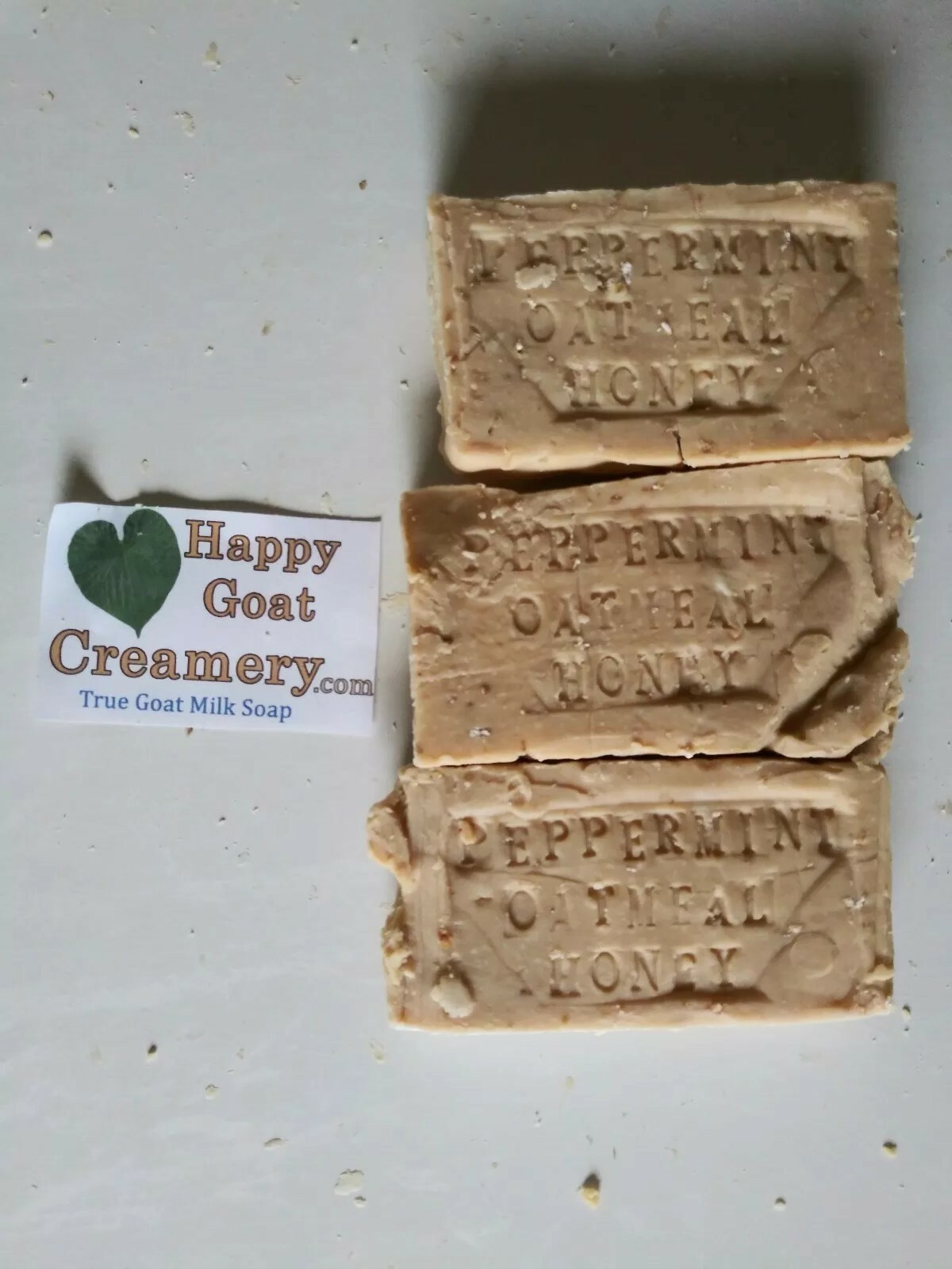 PEPPERMINT OATMEAL & HONEY GOAT MILK SOAP HAPPY GOAT CREAMERY PURE ESSENTIAL OIL
