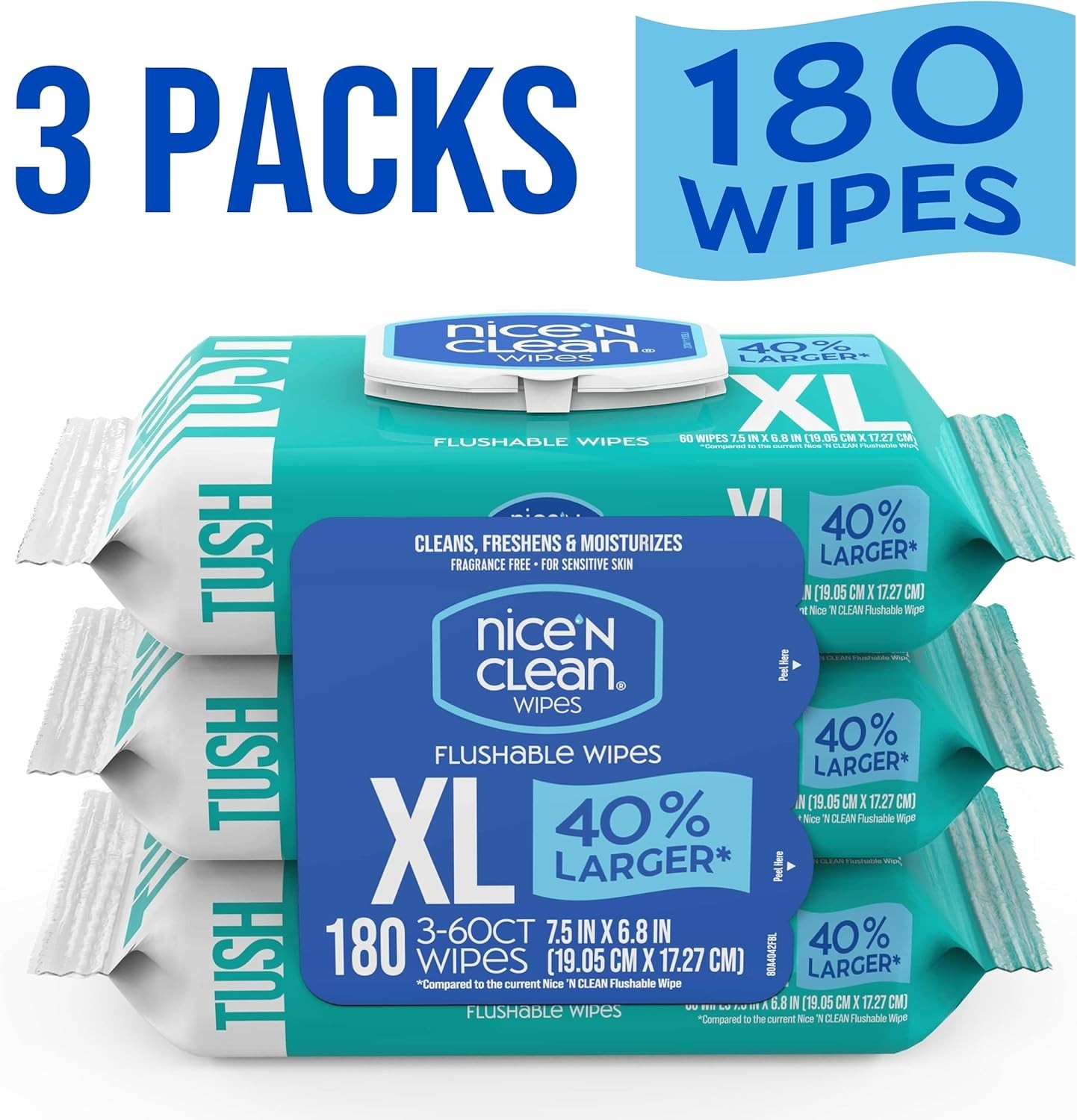 Hypoallergenic XL Flushable Wipes | 6.8″ x 7.5″ | Gentle Care for All Ages