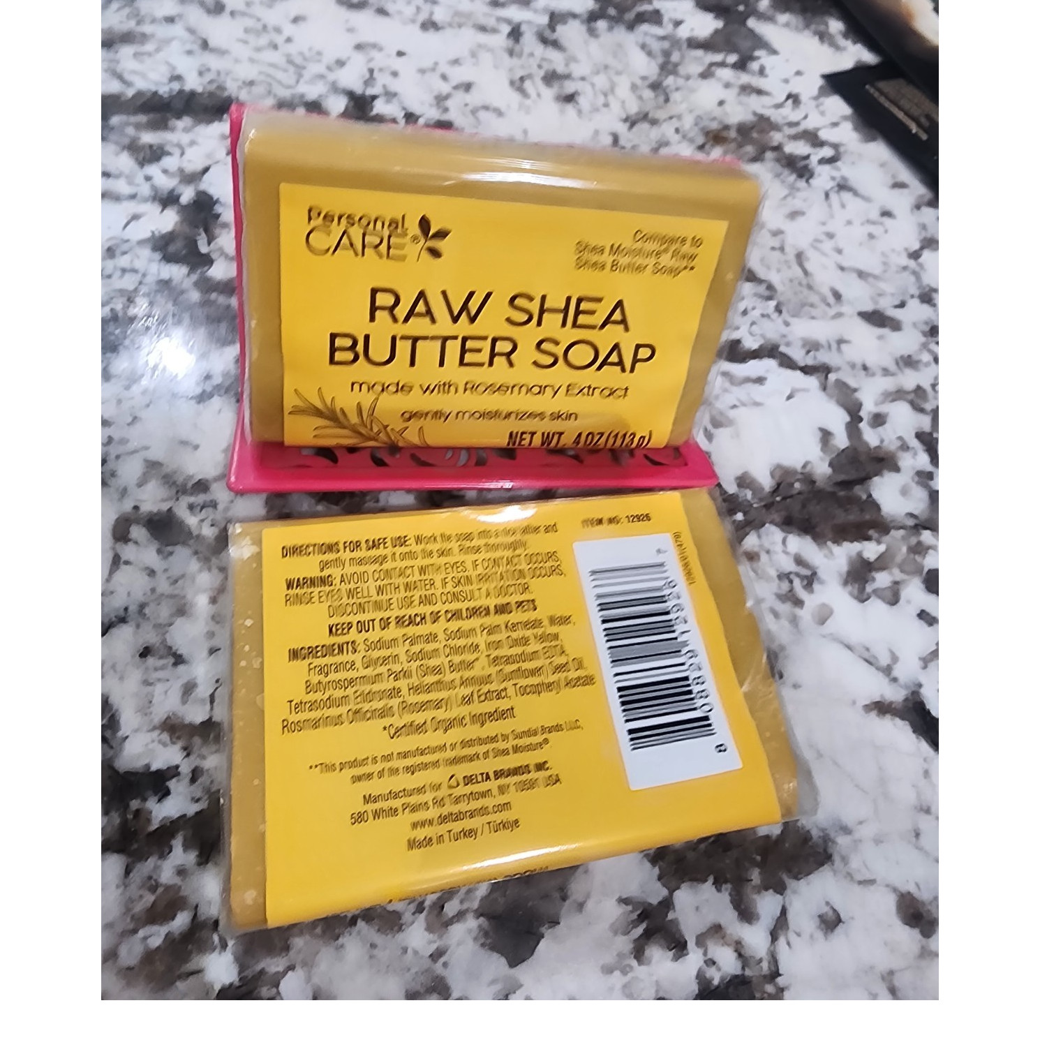 Personal Care Raw Shea Butter Soap Moisturizing Rosemary Scent Two bars 4 oz ea.