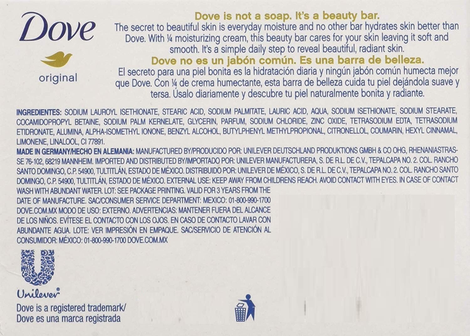 Dove Original x [3 Pack] x 135 g Beauty Bar Moisturizing Cream Soap