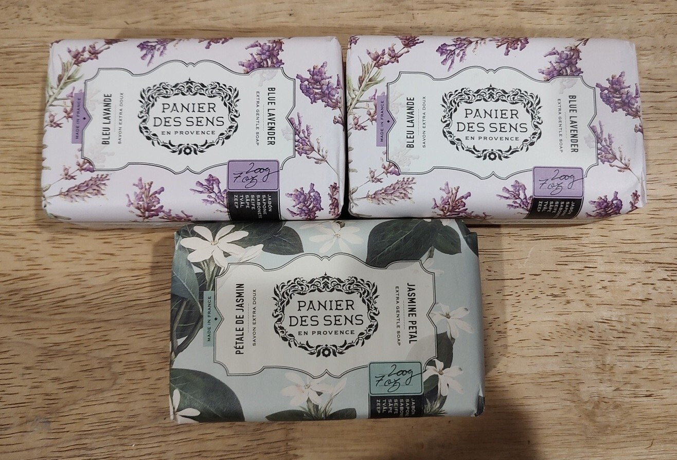 Panier Des Sens Soap – Set of 3 7 oz. Extra Gentle Soaps – 2 Lavender, 1 Jasmine