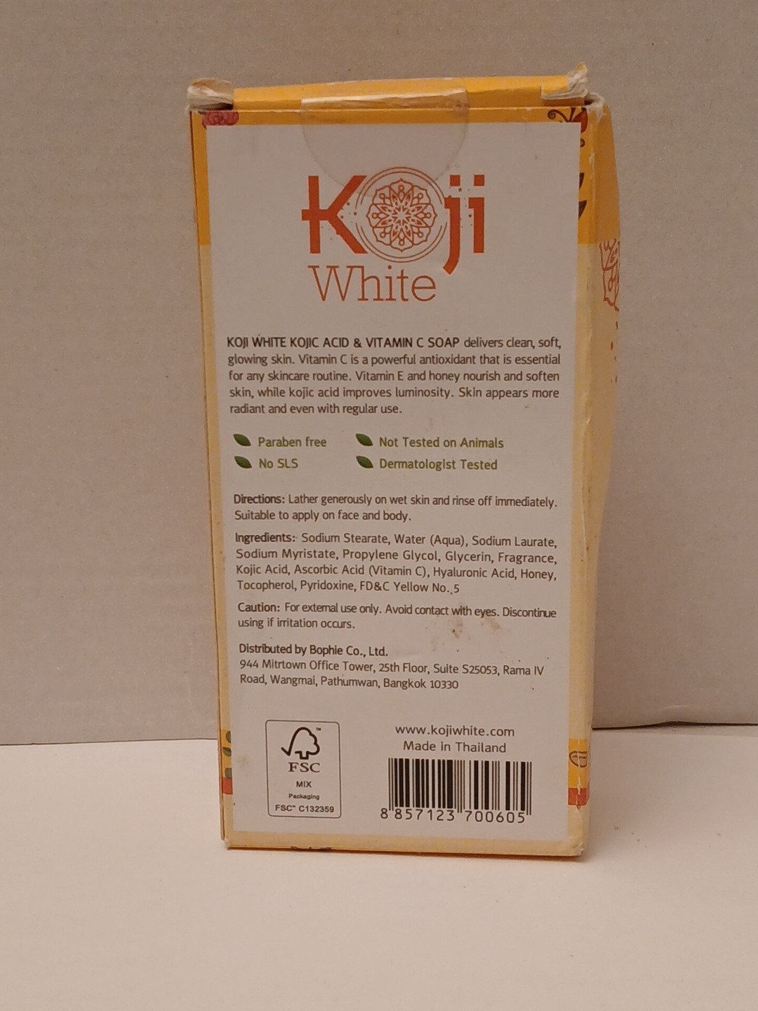 Koji White Kojic Acid And Vitamin C Skin Brightening Soap Bar 2.82 oz.