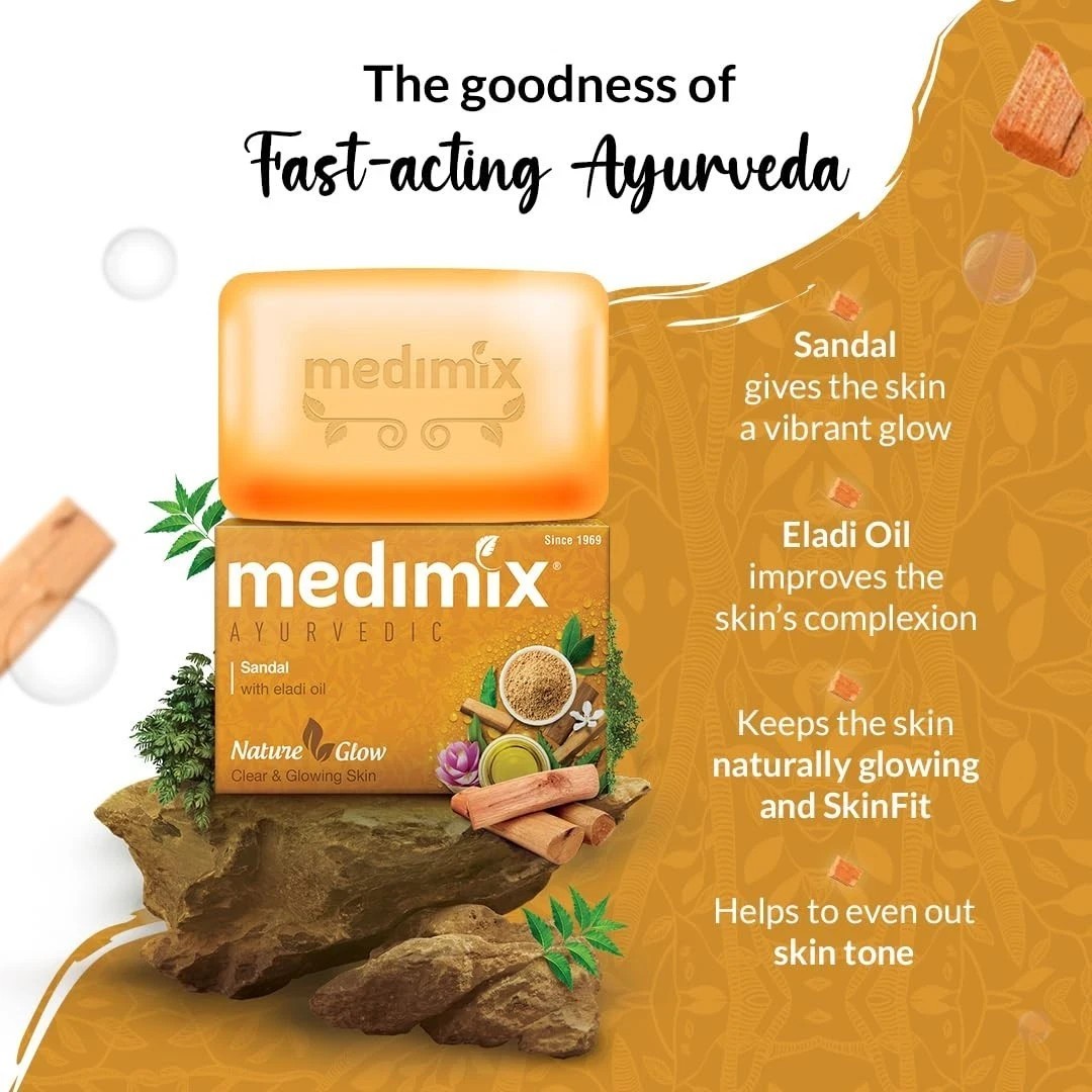 Medimix Ayurvedic Sandal Bathing Soap Pack of 5x125g Each Packs For Unisex v235