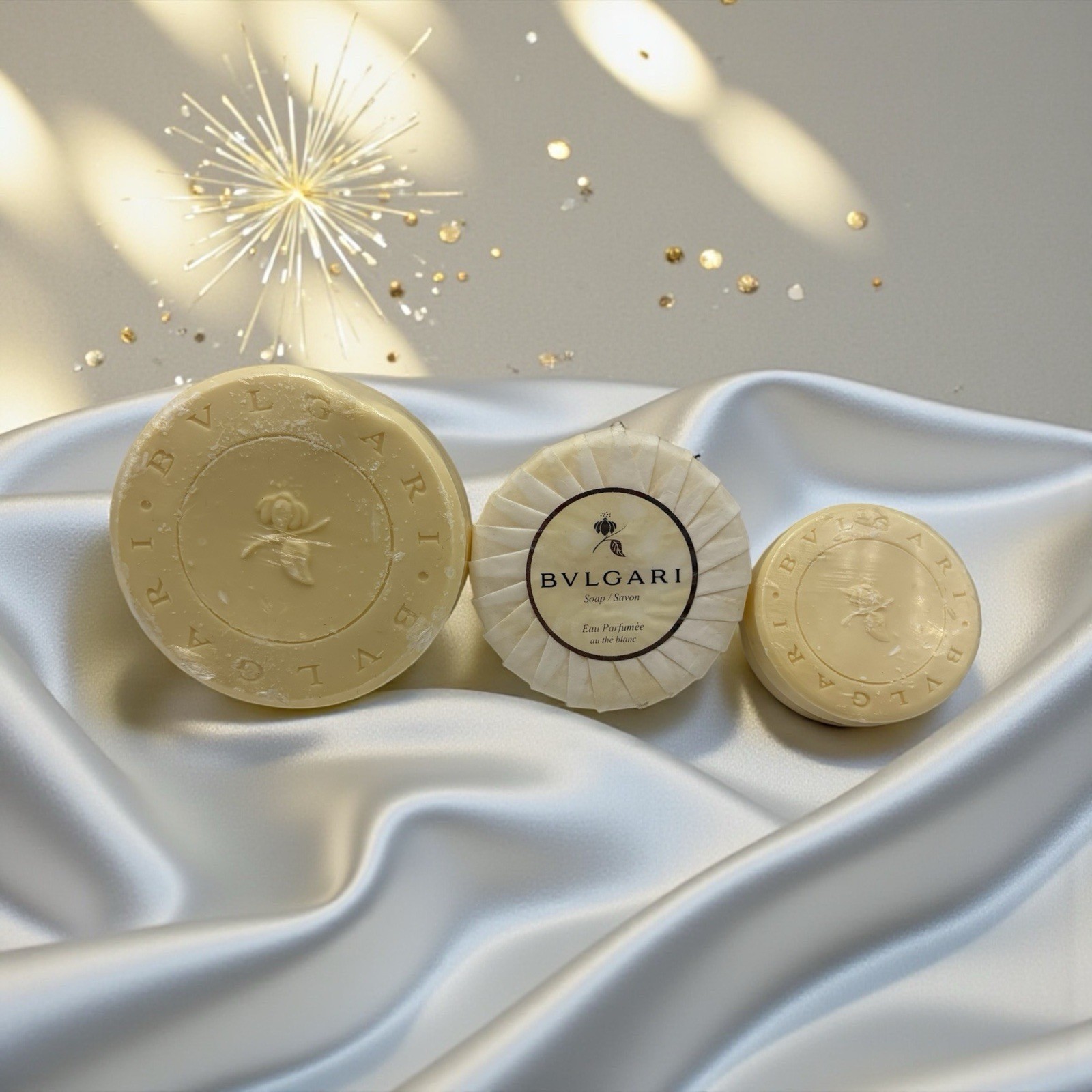 Lot of 2 Bvlgari ~ Au the Blanc (White Tea) Savon Soaps Sealed 5.3oz. + 1.76oz.