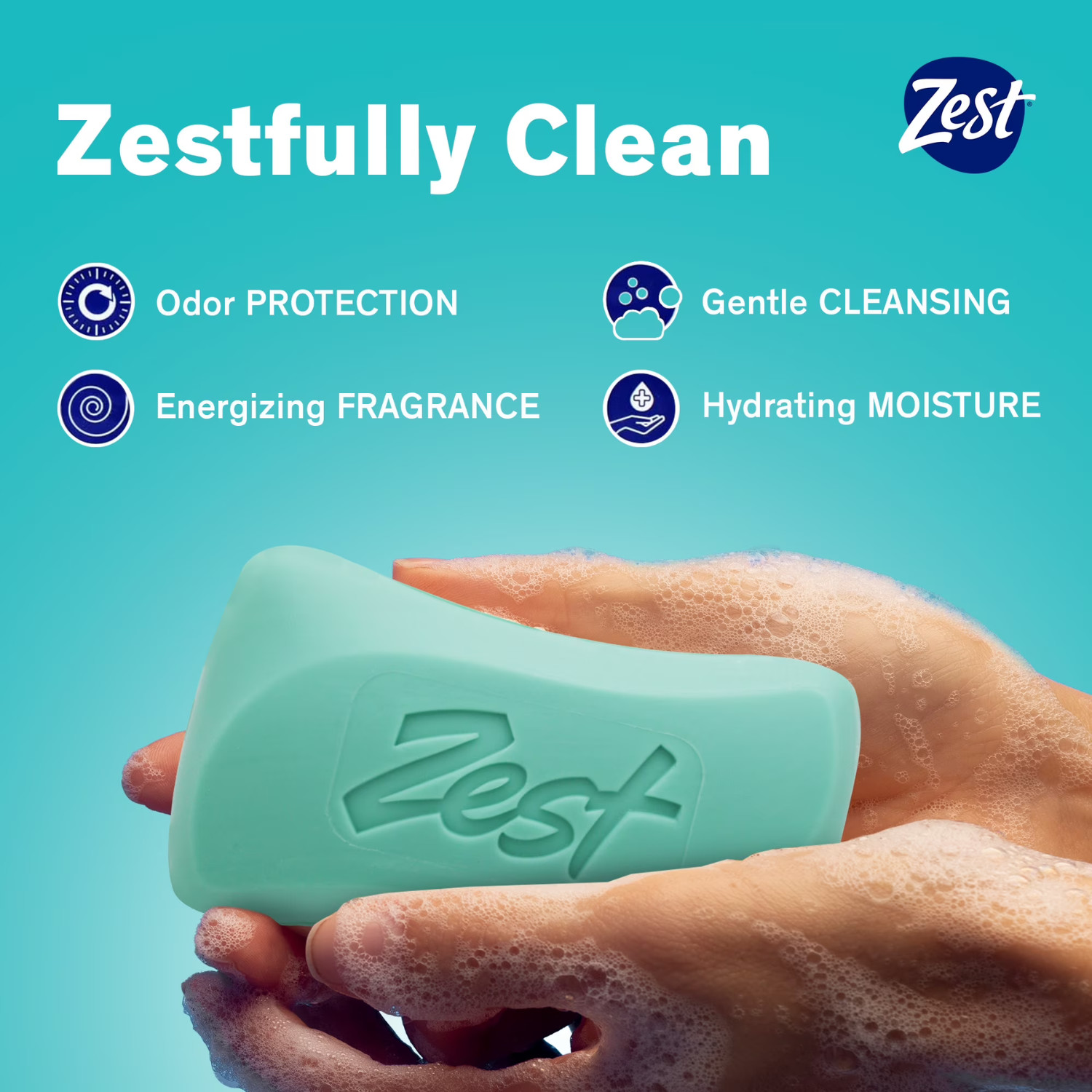 6Pk Zest Deodorant Bar Soap Hydrating Moisture for All Skin Types Aqua 4oz 8 Bar