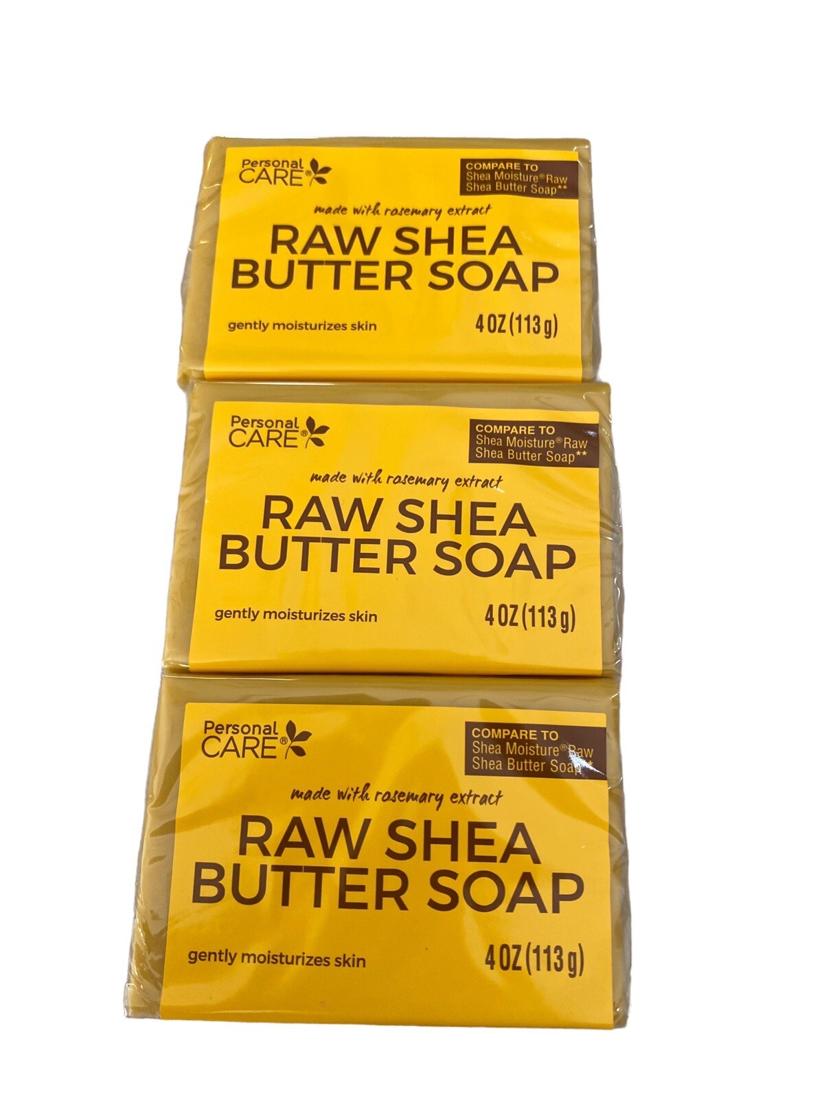 (3 Pack) Personal Care Raw Shea Butter Soap w/ Rosemary NEW 4 oz Moisturizes
