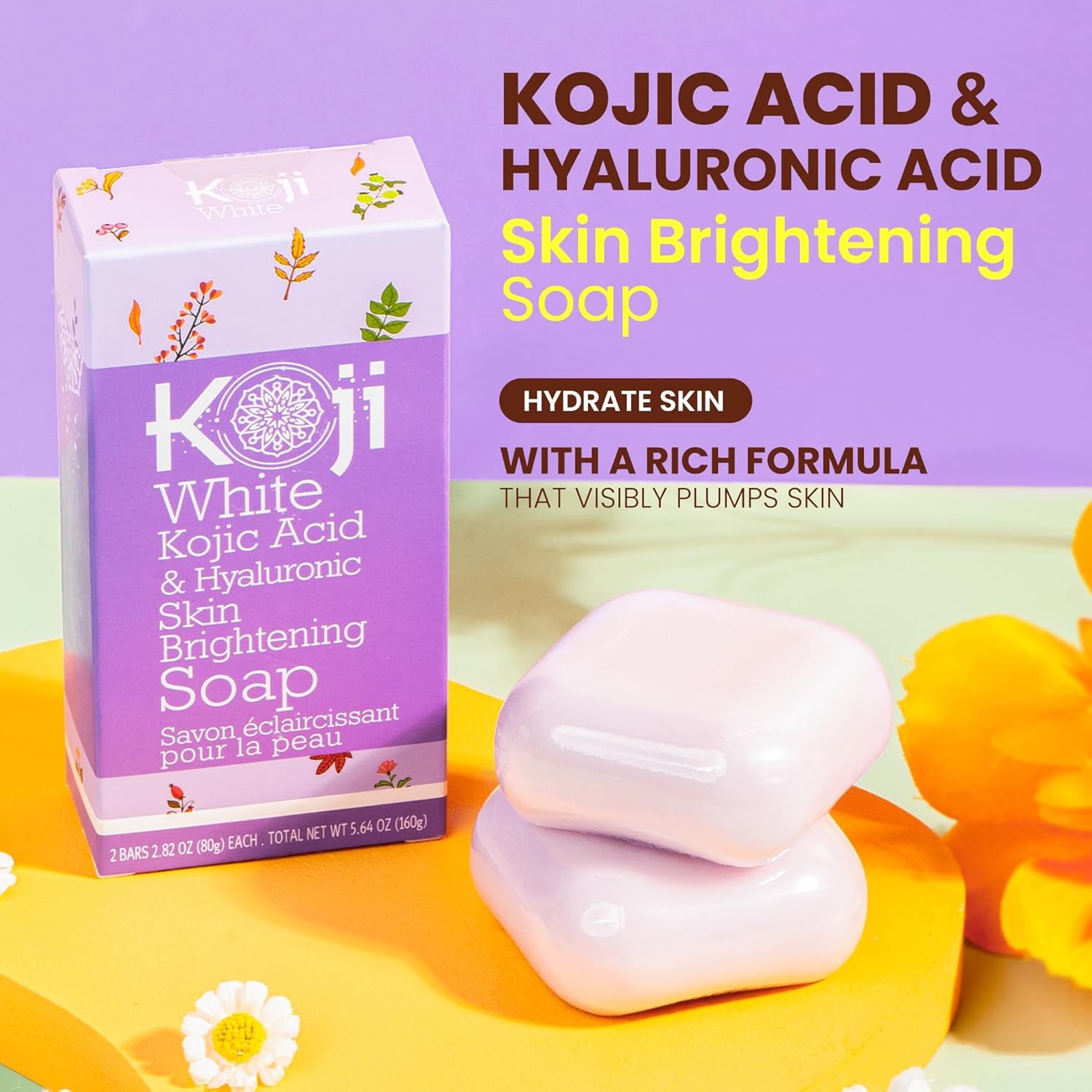 Kojic Acid Hyaluronic Acid Natural Skin Brightening Face Soap for Dark Spots