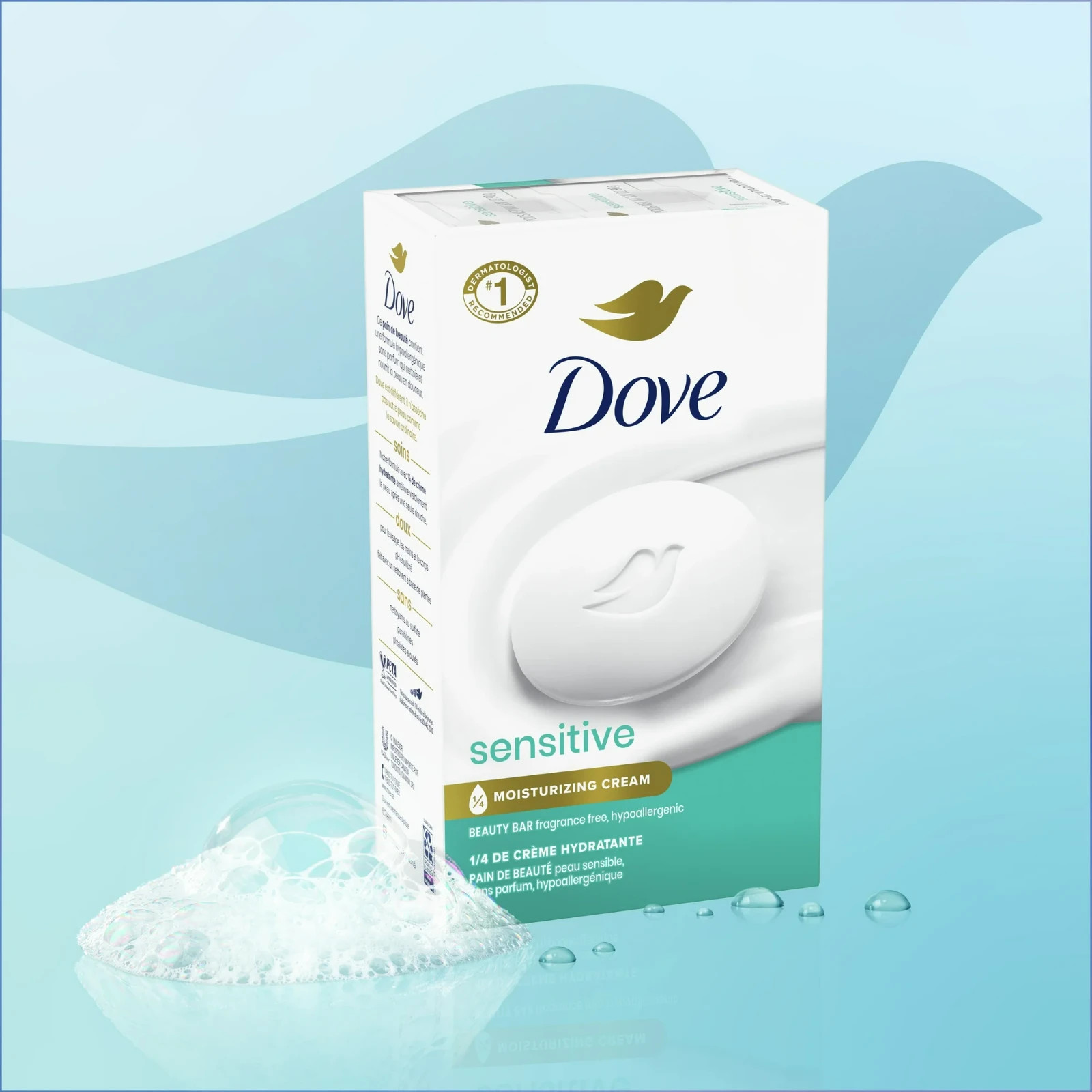 Dove Beauty Bar Soap Sensitive Skin Fragrance Free Hypoallergenic 2.6 oz