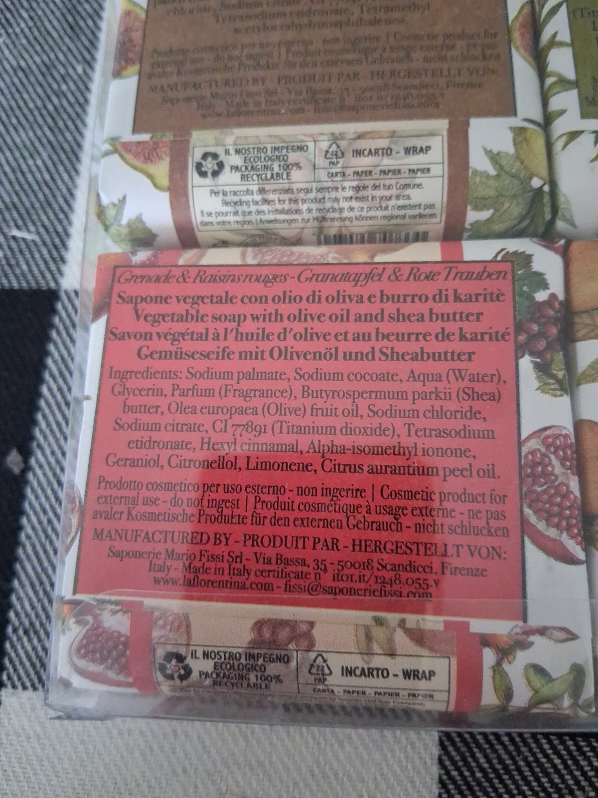 La Florentina Italian Luxury Bar Soap 6pack Lavender Pomegranate Fig Lemon &more