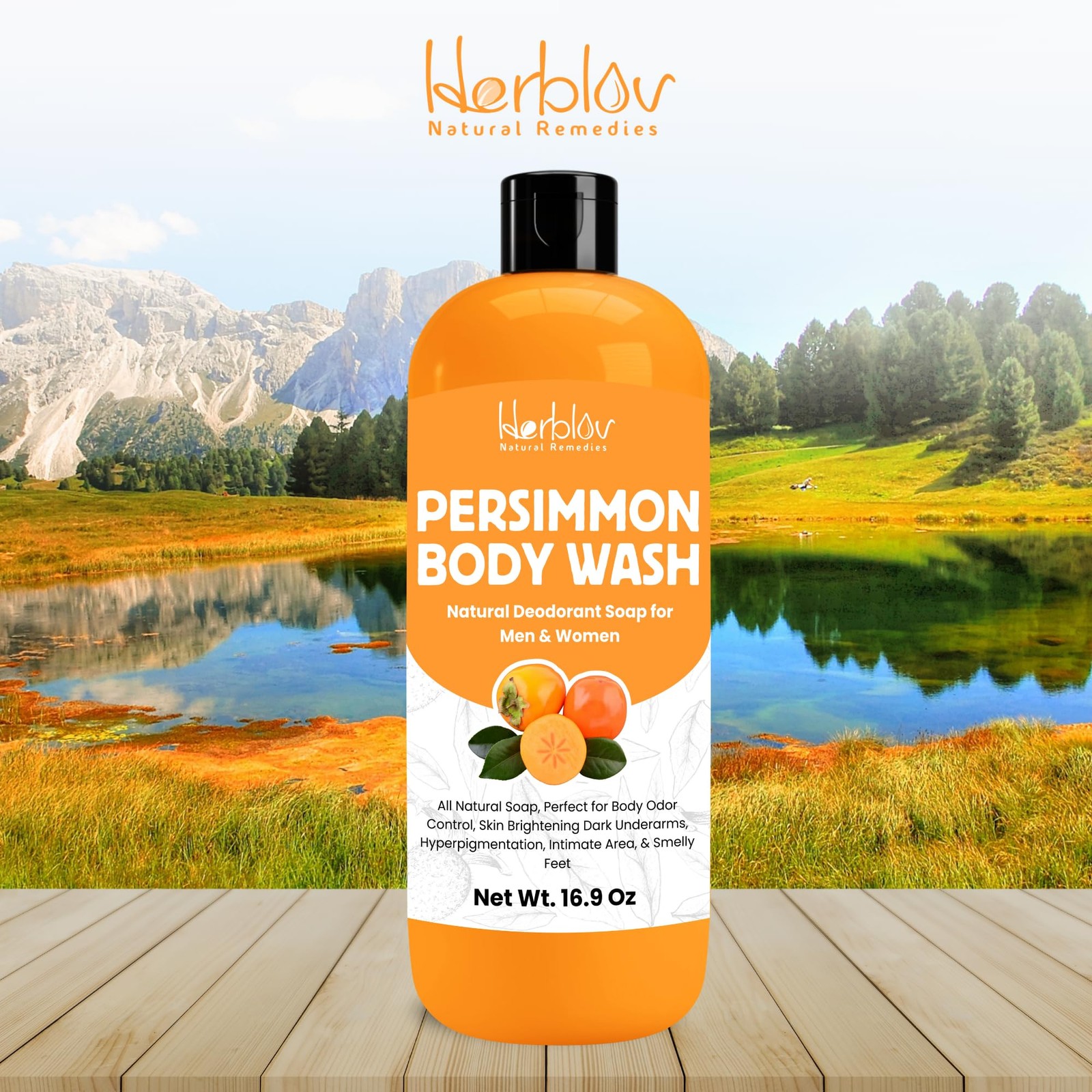 Persimmon Body Wash for Body Odor Control – Purifying Deodorizing Soap for El…