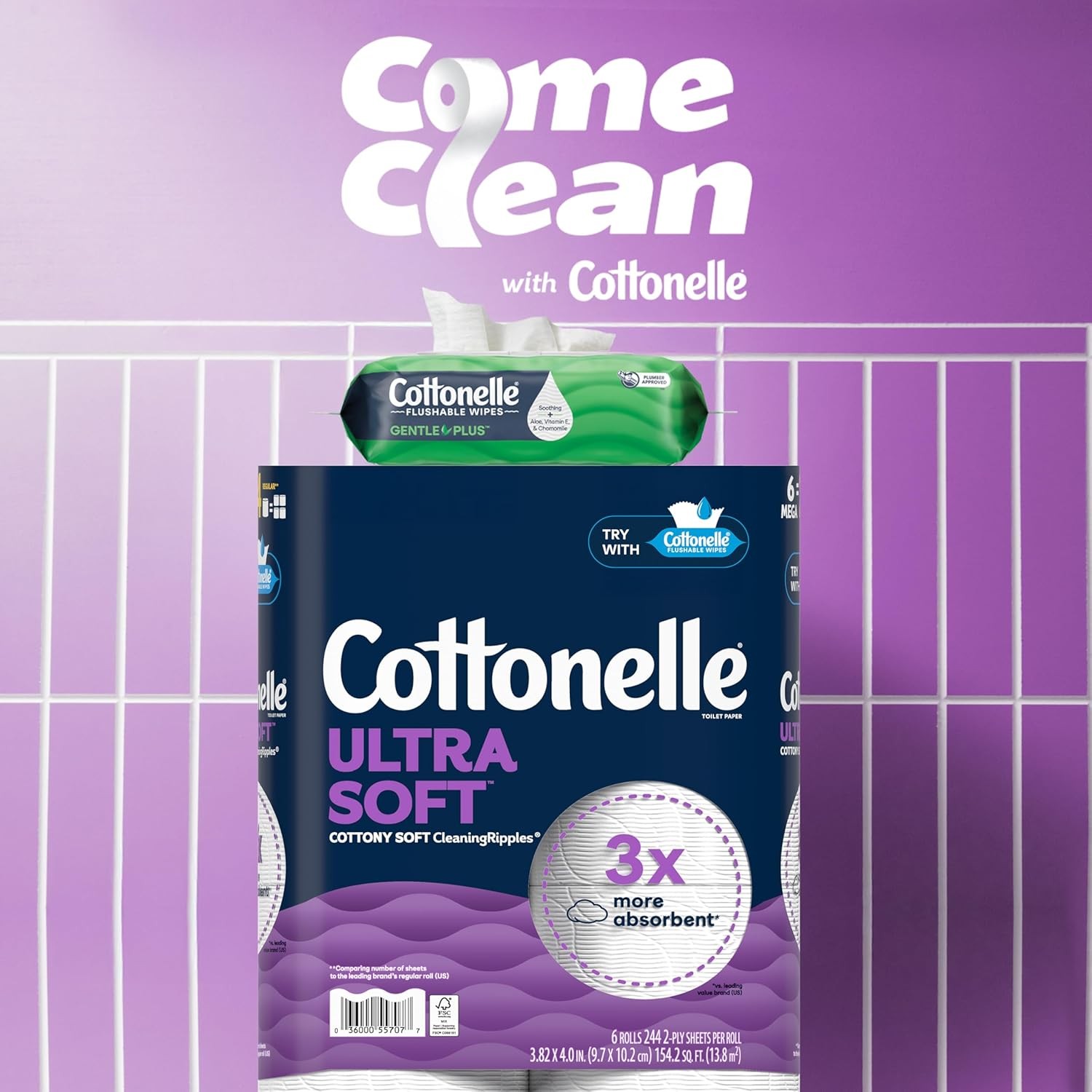 Cottonelle GentlePlus Flushable Wet Wipes with Aloe & Vitamin E, 4 Flip-Top Pack