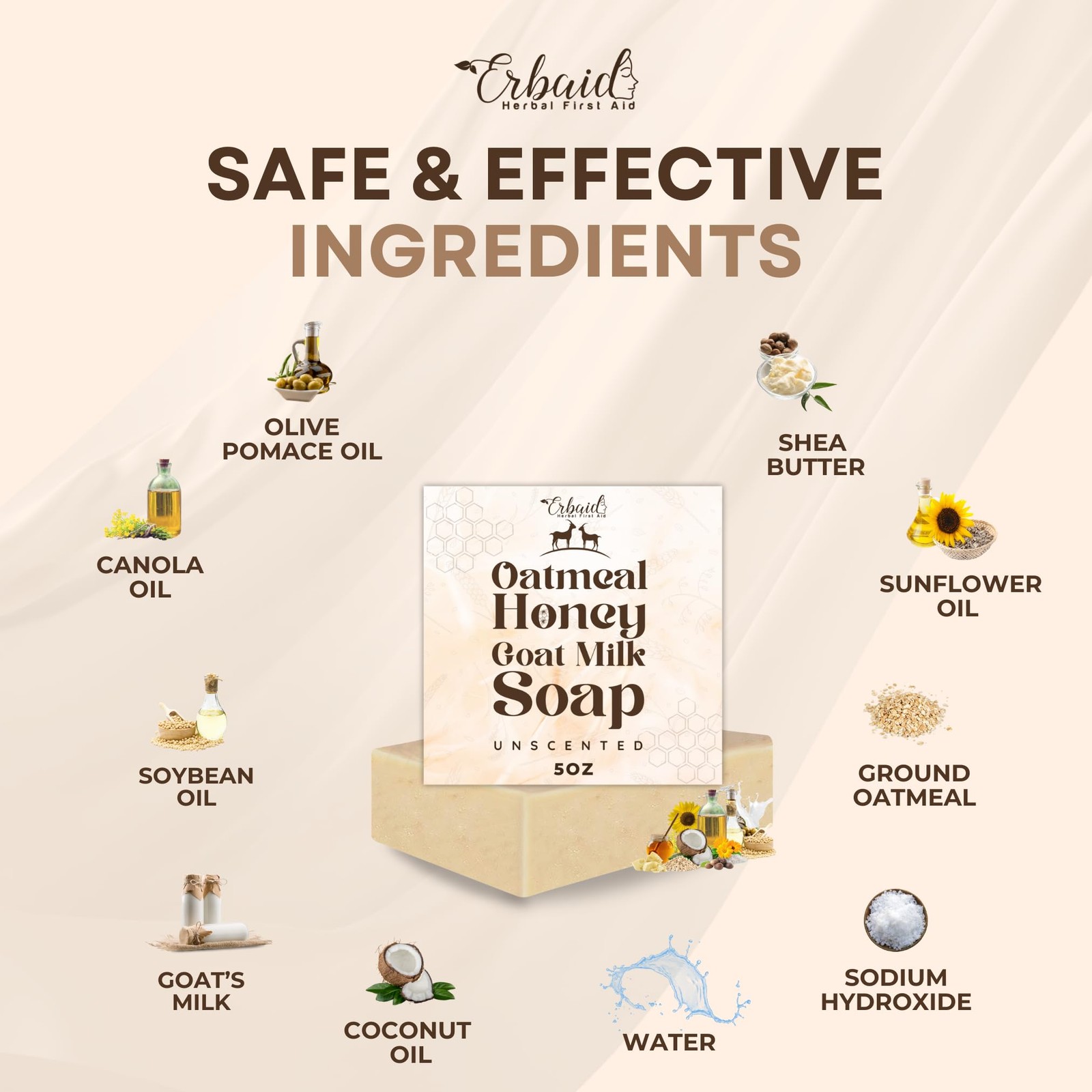 Oatmeal Soap – Natural & Honey Goat Milk Bar – 5 Ounce (Pack of 1)