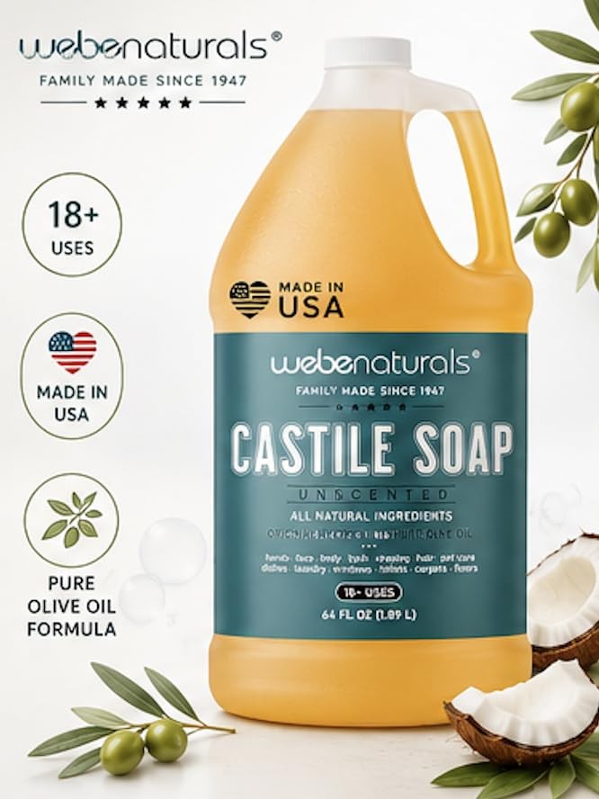 Naturals Pure Unscented Castile Soap Refill, 64 Oz | , Body Wash, Dishes, Pet…