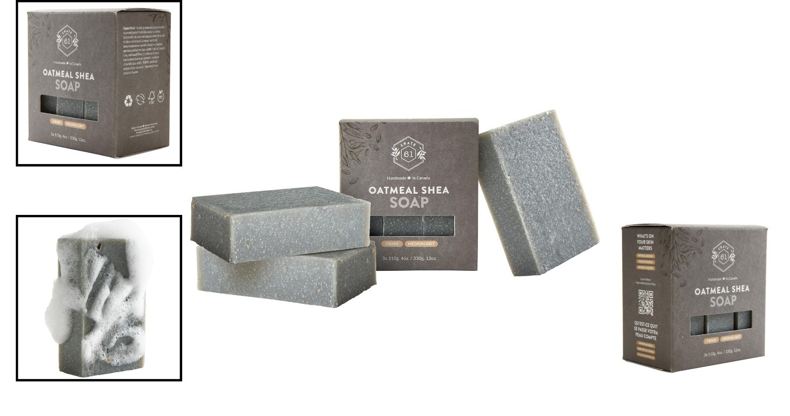 Crate 61 3-Pack Handmade Cold Process Organic Soaps – Unscented Oatmeal Shea …