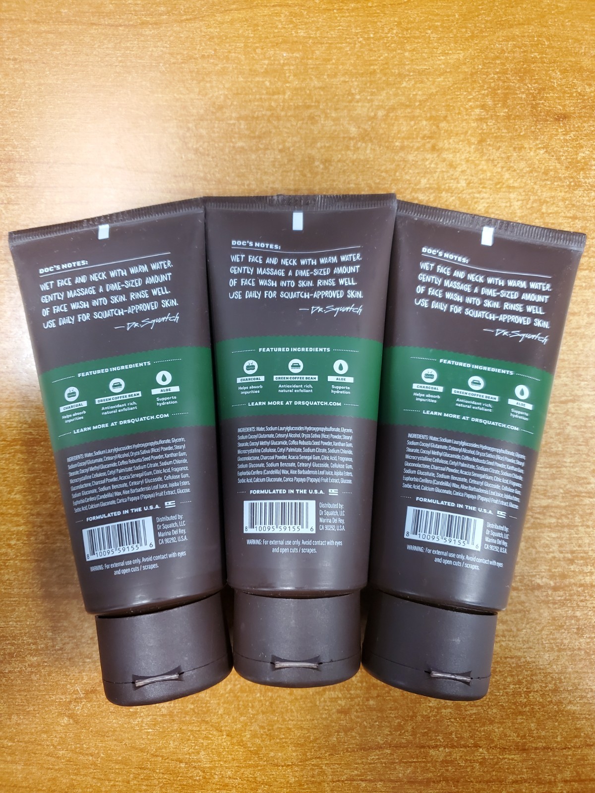 3 Pk: Dr Squatch Men’s Natural Face Wash *Pine Tar* Exfoliating 4oz ea 1556-R2P1