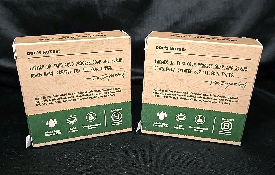 2 Pack – Dr. Squatch Pine Tar Soap for Men – 5oz Each, New