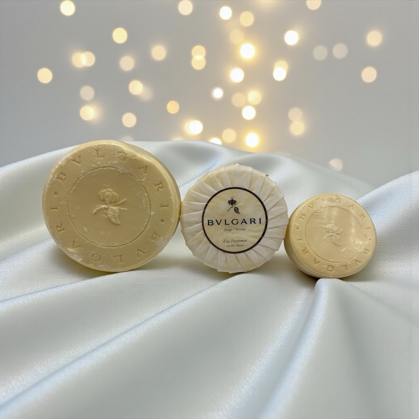 Lot of 2 Bvlgari ~ Au the Blanc (White Tea) Savon Soaps Sealed 5.3oz. + 1.76oz.