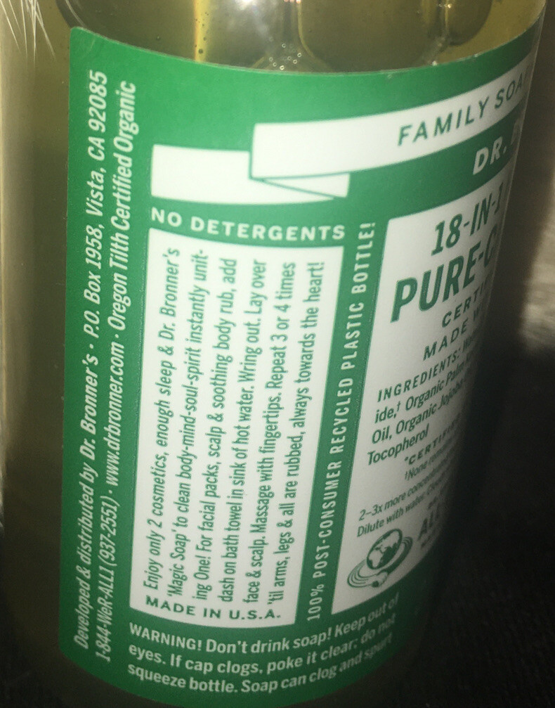 Dr Bronner 18 in 1 Hemp Almond Pure Castile Soap Organic Oil 2 Fl Oz Bottle FULL