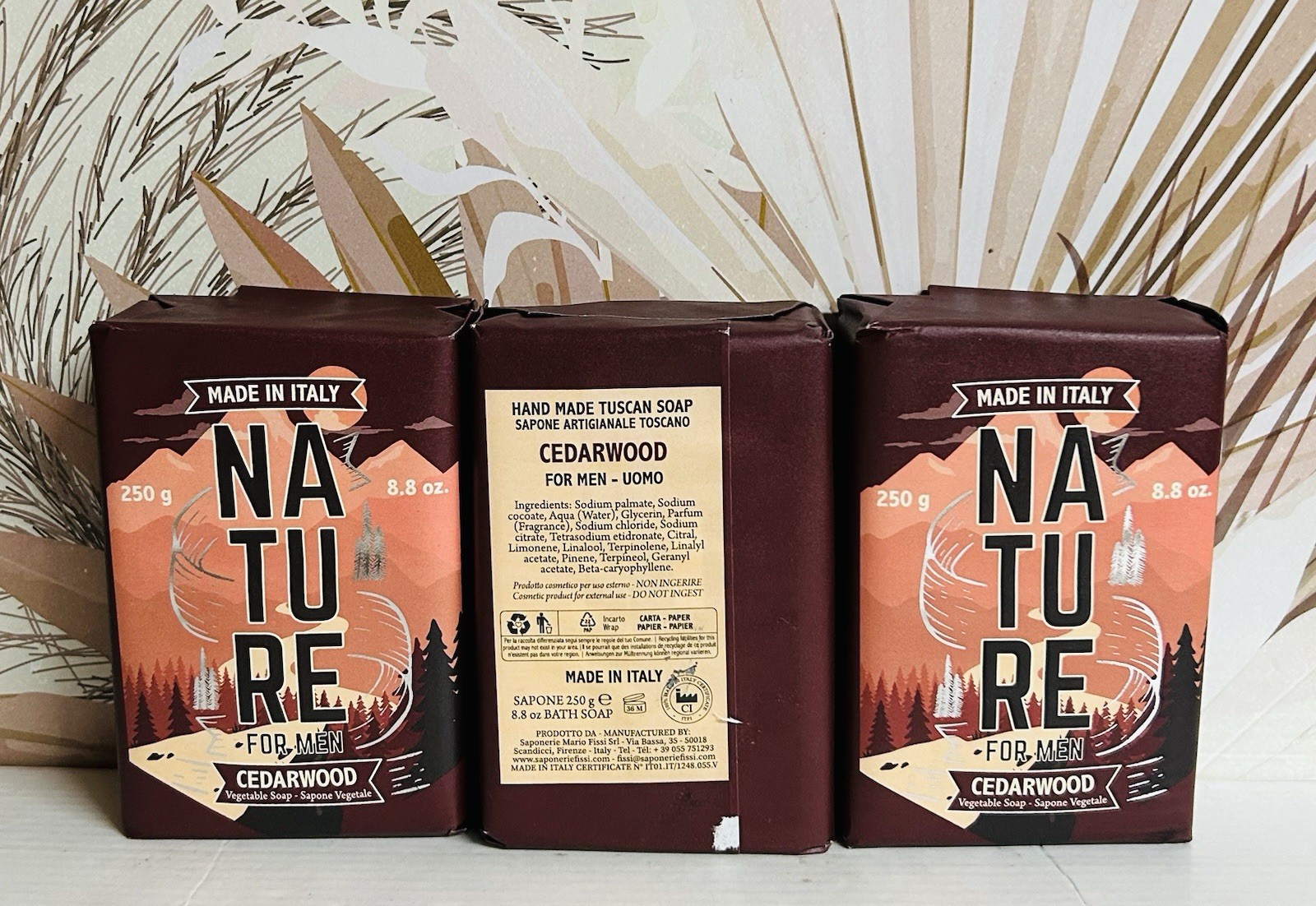 3-Pack NATURE for MEN ~ CEDARWOOD BAR SOAP 8.8 oz Each Made in Italy