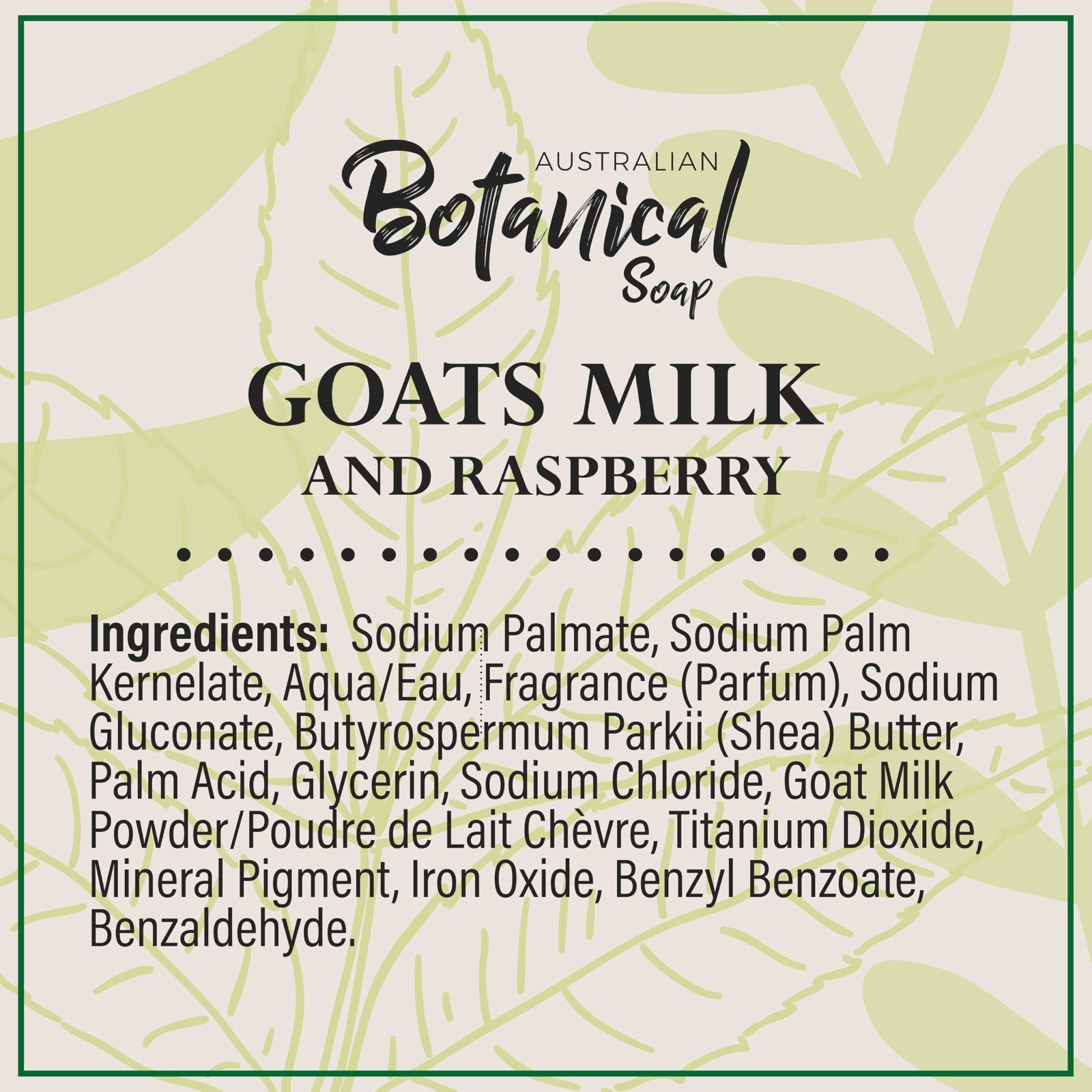 Natural Goats Milk Soap with Raspberry, 6.6 OZ, Triple Milled, Organic Shea Butt